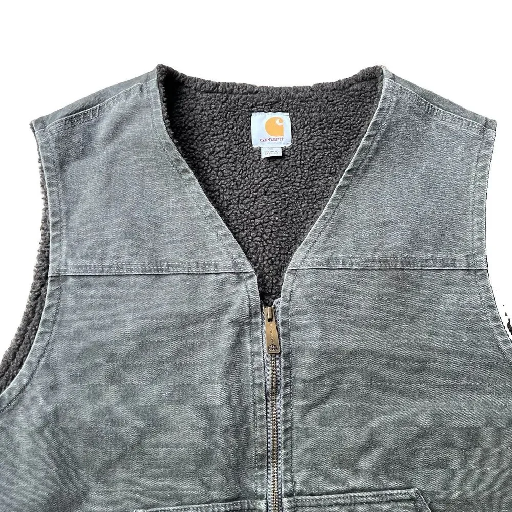 Carhartt V26 GVL Sandstone Duck Sherpa Lined Work Vest Men's XL Regular - Picture 4 of 13